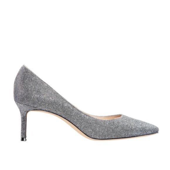 NINA Charcoal Metallic Textured Mid Heel Classic Pump in Shine Charcoal Size 6 W - Picture 1 of 11